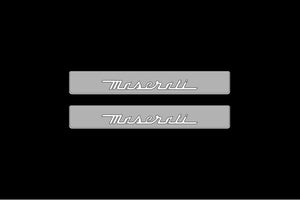 Illuminated LED Door Sill Tread Plates Maserati Quattroporte VI 2013+ With Maserati Logo Maserati Led Door Sills opdesign
