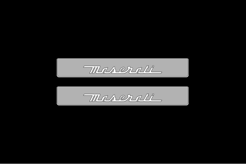 Illuminated LED Door Sill Tread Plates Maserati Quattroporte VI 2013+ With Maserati Logo Maserati Led Door Sills opdesign