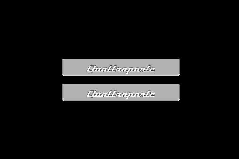 Illuminated LED Door Sill Tread Plates Maserati Quattroporte VI 2013-2023 With Quattroporte Logo Maserati Led Door Sills opdesign