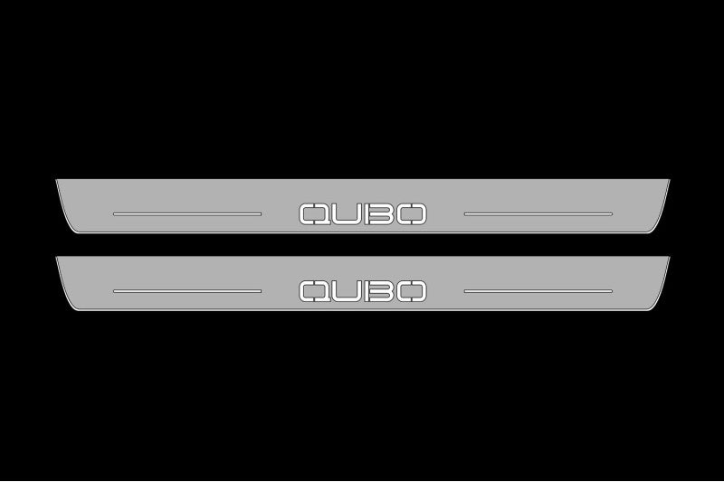 Fiat Qubo 2008+ LED Door Sills Illuminated Scuff Qubo Logo Stainless Steel Entry Guards Door Sills opdesign