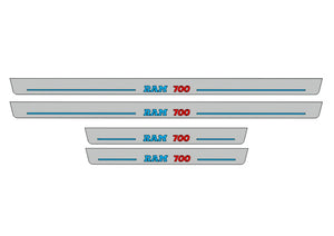 Illuminated LED Door Sill Tread Plates Dodge Ram IV 2009-2018 With RAM 700 Logo Dodge Led Door Sills opdesign