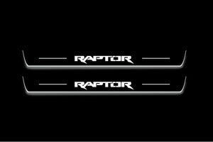 Ford Ranger IV 2018+ door sill plates in stainless steel with Raptor logo