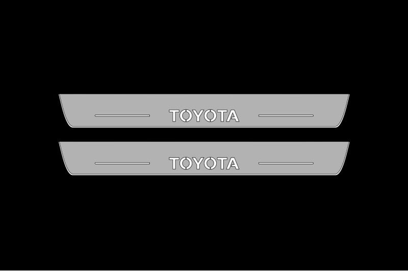Illuminated LED Door Sill Tread Plates Toyota Rav4 V 2019-2025 With Toyota Logo Toyota Led Door Sills opdesign