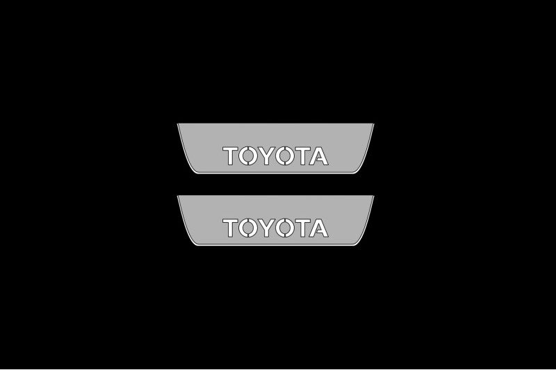 Illuminated LED Door Sill Tread Plates Toyota Rav4 V 2019-2025 With Toyota Logo Toyota Led Door Sills opdesign