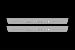 Illuminated LED Door Sills – Tread Plates Nissan Rogue III 2021+ With Rock Creek Logo LED Illuminated Nissan Led Door Sills opdesign