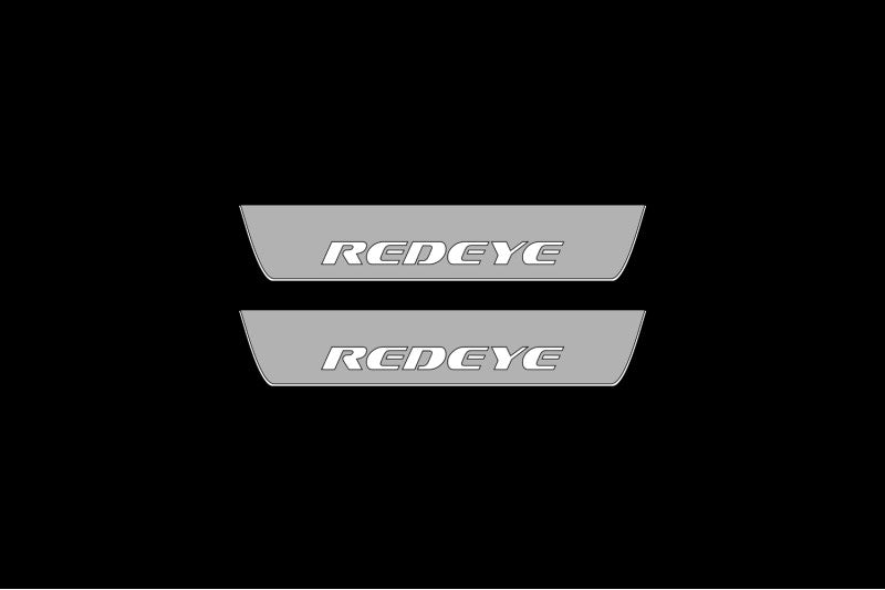 Illuminated LED Door Sill Tread Plates Dodge Charger 2011-2023 With REDEYE Logo Dodge Led Door Sills opdesign
