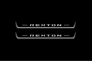SsangYong Rexton III 2017+ LED Door Sills Illuminated Scuff Rexton Logo Stainless Steel Entry Guards