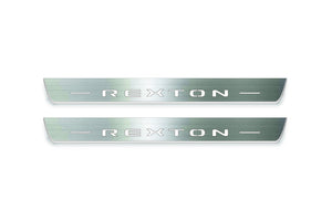 SsangYong Rexton III 2017+ LED Door Sills Illuminated Scuff Rexton Logo Stainless Steel Entry Guards