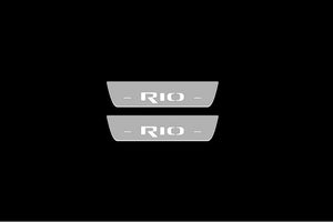 Illuminated LED Door Sill Tread Plates KIA Rio III 2011-2017 With Rio Logo KIA Led Door Sills opdesign