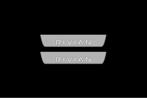Rivian R1T (2021+) LED Door Sills Illuminated Scuff Rivian Logo Stainless Steel Entry Guards Door Sills decoinfabric
