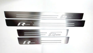 Illuminated LED Door Sill Tread Plates Volkswagen Passat B7 USA 2011-2019 With R-Line Logo Volkswagen Led Door Sills opdesign