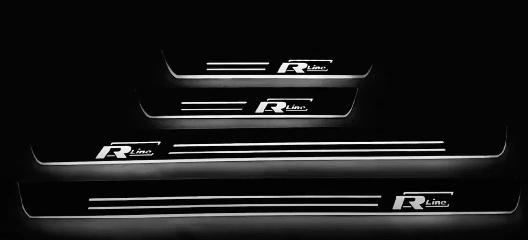 Illuminated LED Door Sill Tread Plates Volkswagen Passat B8 2015-2023 With R-Line Logo Volkswagen Led Door Sills opdesign