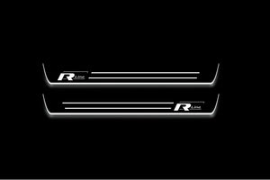 Volkswagen Touareg II Stainless Steel LED Door Sills – R-Line Logo