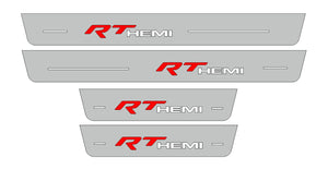 Illuminated LED Door Sill Tread Plates Dodge Charger 2011-2023 With RT HEMI Logo Dodge Led Door Sills opdesign