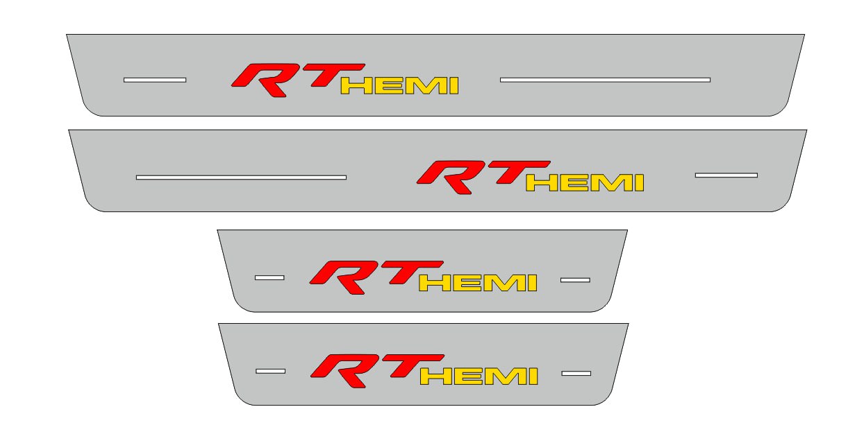Illuminated LED Door Sill Tread Plates Dodge Charger 2011-2023 With RT HEMI Logo Dodge Led Door Sills opdesign