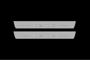 Illuminated LED Door Sill Tread Plates Lexus RZ 2022+ With Lexus Logo Lexus Led Door Sills opdesign