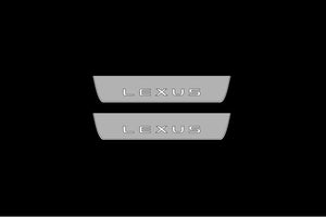 Illuminated LED Door Sill Tread Plates Lexus RZ 2022+ With Lexus Logo Lexus Led Door Sills opdesign