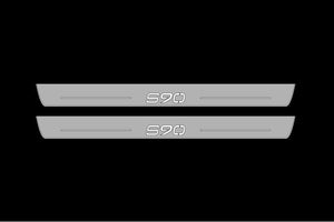 Illuminated LED Door Sill Tread Plates Volvo S90 II 2016+ With S90 Logo Volvo Led Door Sills opdesign