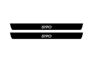 Volvo S90 II 2016+ Illuminated Matte Sill Plates with logo S90 Volvo Led Door Sills PRO opdesign
