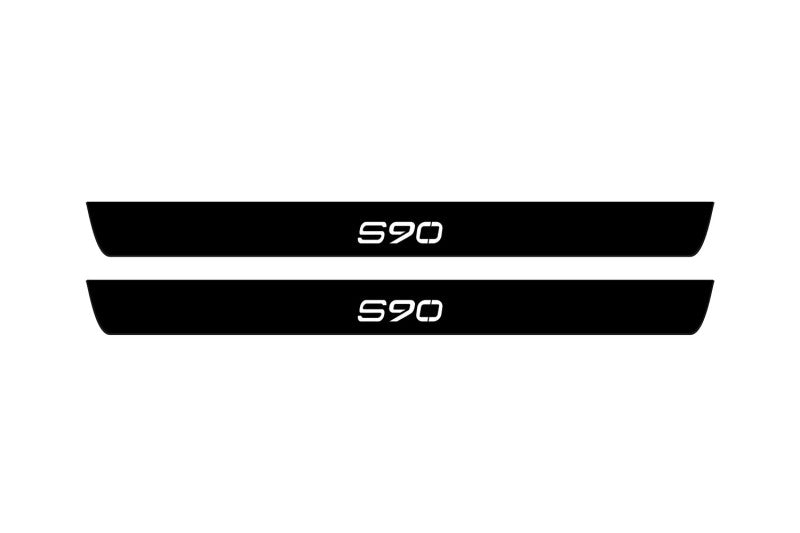 Volvo S90 II 2016+ Illuminated Matte Sill Plates with logo S90 Volvo Led Door Sills PRO opdesign