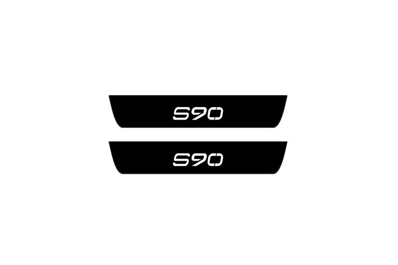 Volvo S90 II 2016+ Illuminated Matte Sill Plates with logo S90 Volvo Led Door Sills PRO opdesign