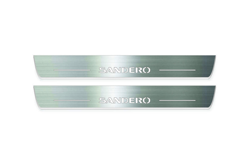 Renault Sandero II B8 Stainless Steel LED Door Sills – Sandero Logo