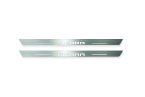 GMC Sierra V 2018+ LED Door Sills Illuminated Scuff Sierra Logo Stainless Steel Entry Guards Door Sills Decoin