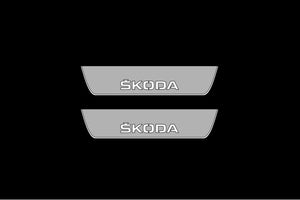 Illuminated LED Door Sill Tread Plates Skoda Yeti 2009-2017 With Skoda Logo Skoda Led Door Sills opdesign