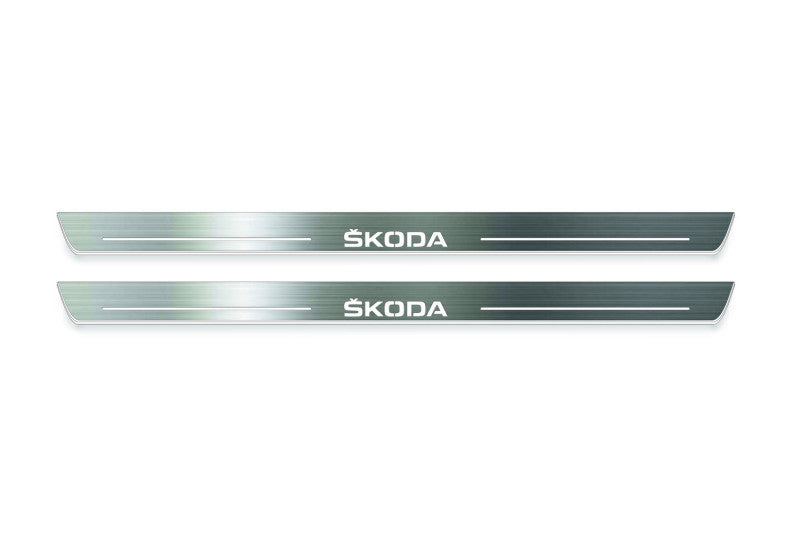 Skoda Enyaq IV 2020+ Stainless Steel LED Door Sills – Skoda Logo