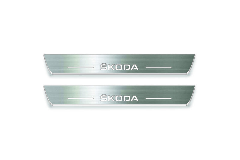 Skoda Yeti 2009+ Stainless Steel LED Door Sills – Skoda Logo