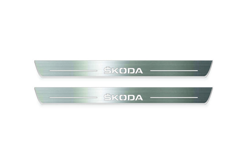 Skoda Octavia (A7) III Stainless Steel LED Door Sills – Skoda Logo