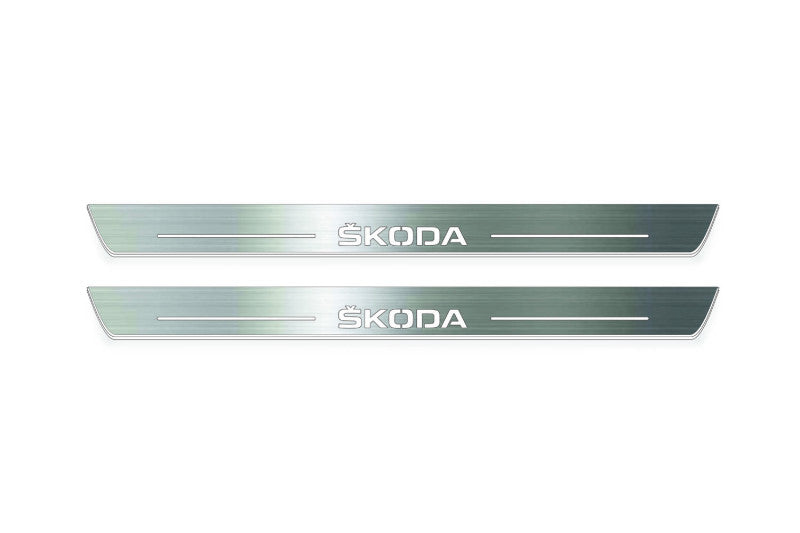 Skoda Octavia (A8) IV Stainless Steel LED Door Sills – Skoda Logo