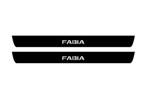 Škoda Fabia 6Y 1999–2008 — Matte PRO LED Door Sills — Fabia Logo