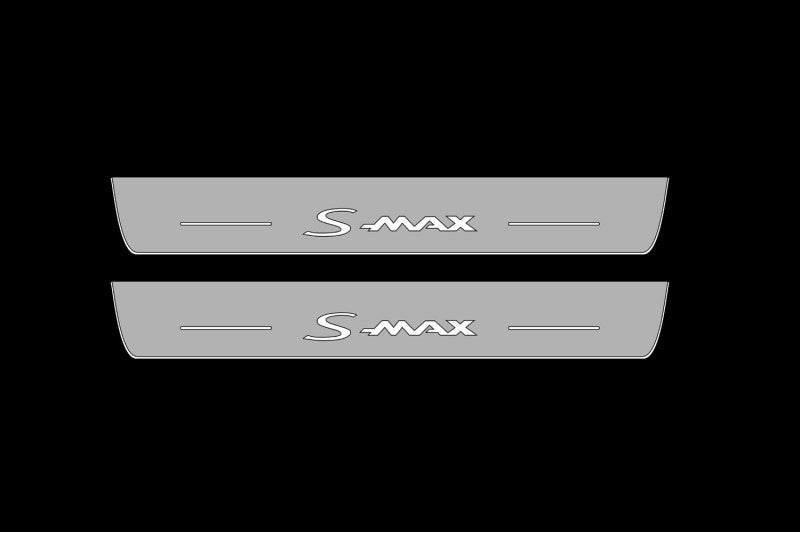 Illuminated LED Door Sill Tread Plates Ford S-Max II 2014-2024 With S-Max Logo Ford Led Door Sills opdesign
