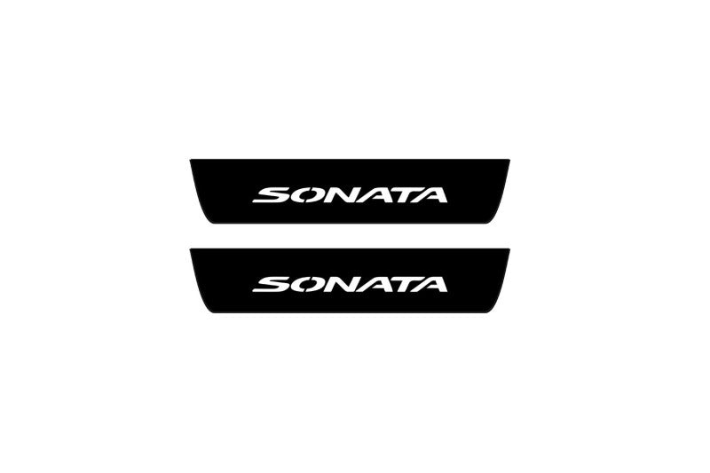 Hyundai Sonata VII LF 2014-2019 Illuminated Matte Sill Plates with logo Sonata Hyundai Led Door Sills PRO opdesign