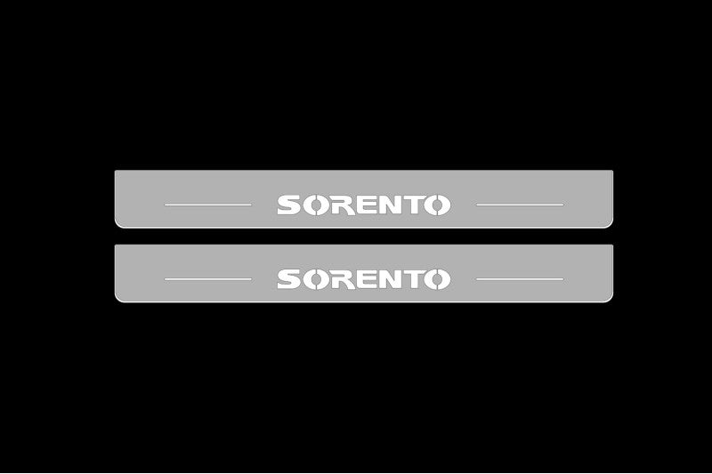 Illuminated LED Door Sill Tread Plates KIA Sorento I 2002-2009 With Sorento Logo KIA Led Door Sills opdesign