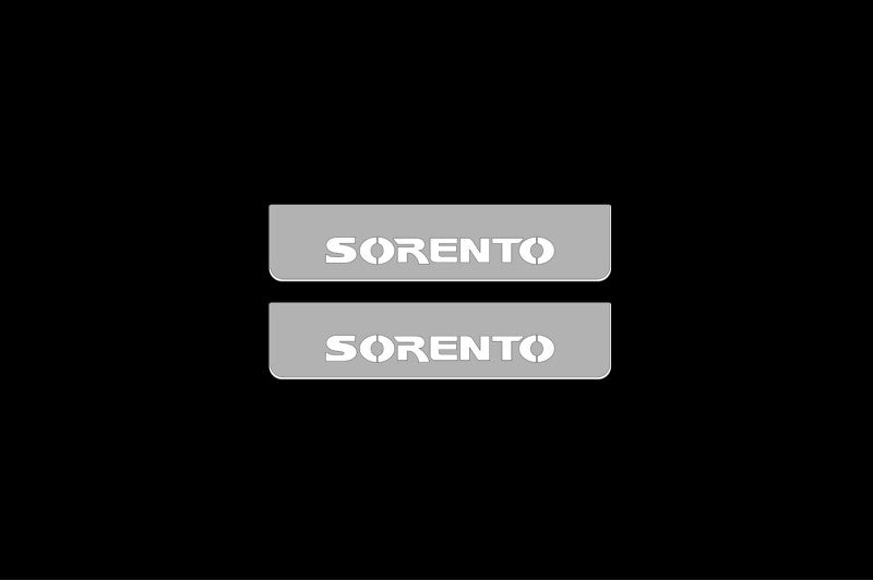 Illuminated LED Door Sill Tread Plates KIA Sorento I 2002-2009 With Sorento Logo KIA Led Door Sills opdesign