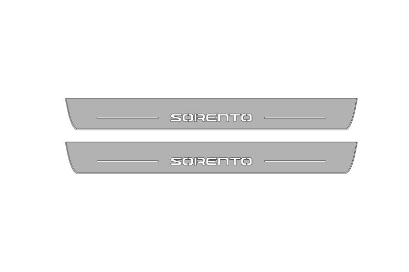 Illuminated LED Door Sill Tread Plates KIA Sorento III 2015-2020 With Sorento Logo KIA Led Door Sills opdesign