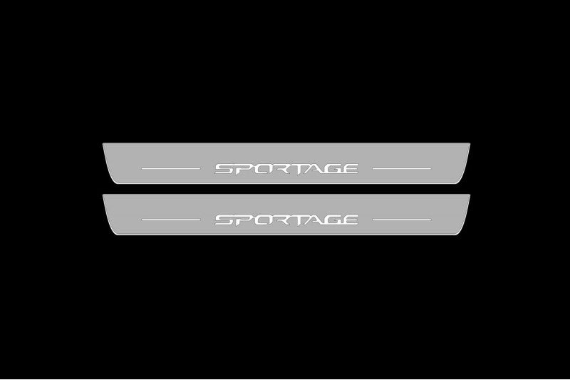 Illuminated LED Door Sill Tread Plates KIA Sportage V 2021+ With Sportage Logo KIA Led Door Sills opdesign