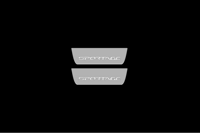 Illuminated LED Door Sill Tread Plates KIA Sportage V 2021+ With Sportage Logo KIA Led Door Sills opdesign