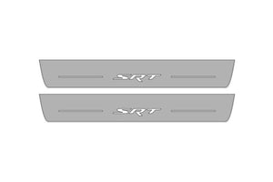 Illuminated LED Door Sill Tread Plates Jeep Grand Cherokee V 2021+ With SRT Logo Jeep Led Door Sills opdesign