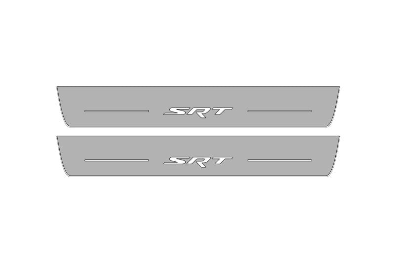 Illuminated LED Door Sill Tread Plates Jeep Grand Cherokee V 2021+ With SRT Logo Jeep Led Door Sills opdesign