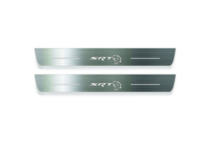 Jeep Grand Cherokee IV 2010-2021 LED Door Sills Illuminated Scuff SRT Hellcat Logo Stainless Steel Entry Guards