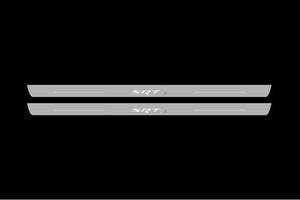 Illuminated LED Door Sill Tread Plates Dodge Challenger 2008-2023 With SRT Hellcat Logo Dodge Led Door Sills opdesign