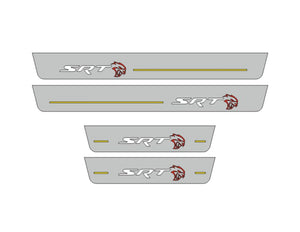 Illuminated LED Door Sill Tread Plates Jeep Grand Cherokee IV 2010-2021 With SRT HELLCAT Logo Jeep Led Door Sills opdesign