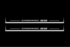 Chevrolet Camaro VI 2016-2024 LED Door Sills Illuminated Scuff Camaro SS Logo Stainless Steel Entry Guards