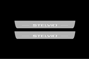 Illuminated LED Door Sill Tread Plates Alfa Romeo Stelvio 2016+ With Stelvio Logo Alfa Romeo Led Door Sills opdesign