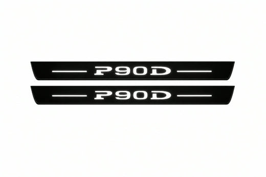 Tesla Model S 2012–2026 — Matte PRO LED Door Sills — P90D Logo