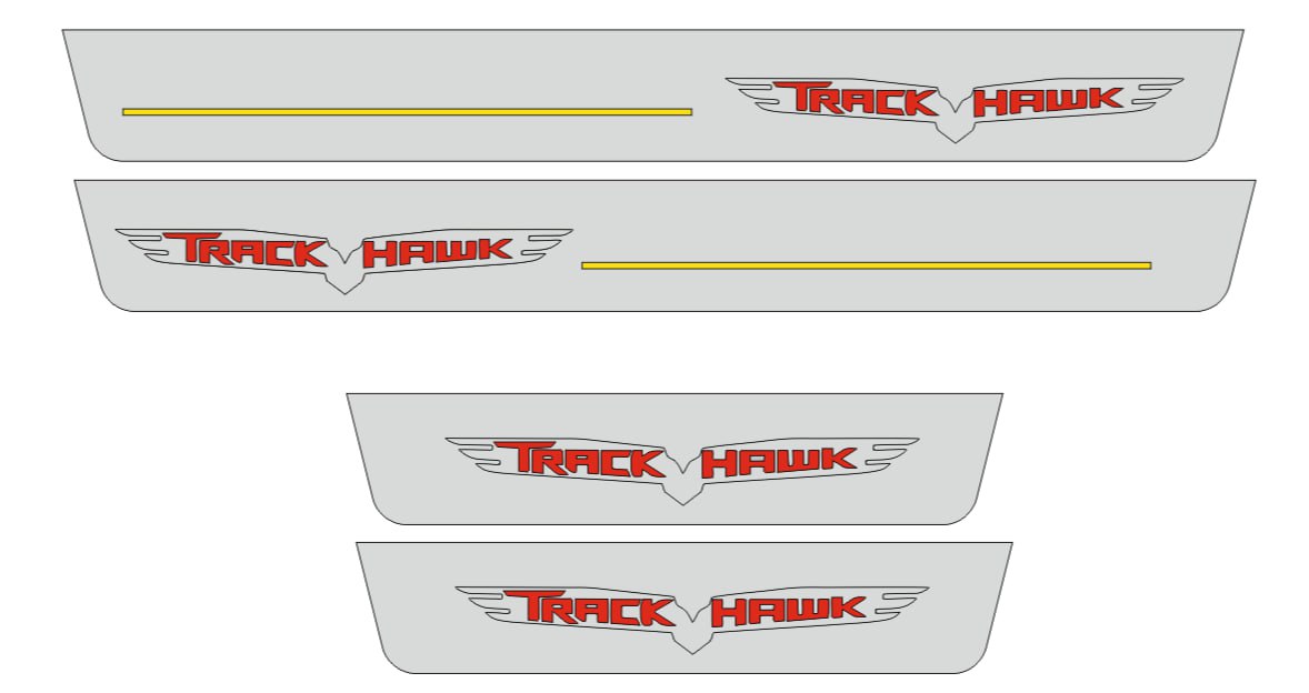 Illuminated LED Door Sill Tread Plates Jeep Grand Cherokee IV 2010-2021 With Track Hawk Logo Jeep Led Door Sills opdesign