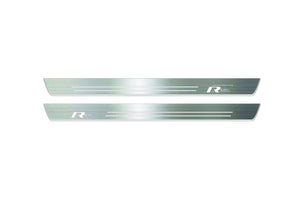 Volkswagen Tiguan II 2016-2023 LED Door Sills Illuminated Scuff R-Line Logo Stainless Steel Entry Guards